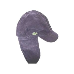 Vintage Lacoste Hat Sherpa Fleece Medium‎ Made In USA Corduroy Navy Blue
